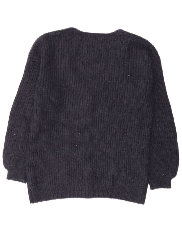 Marks & Spencer Womens Oversized Cardigan Sweater UK 10 Small Navy Blue