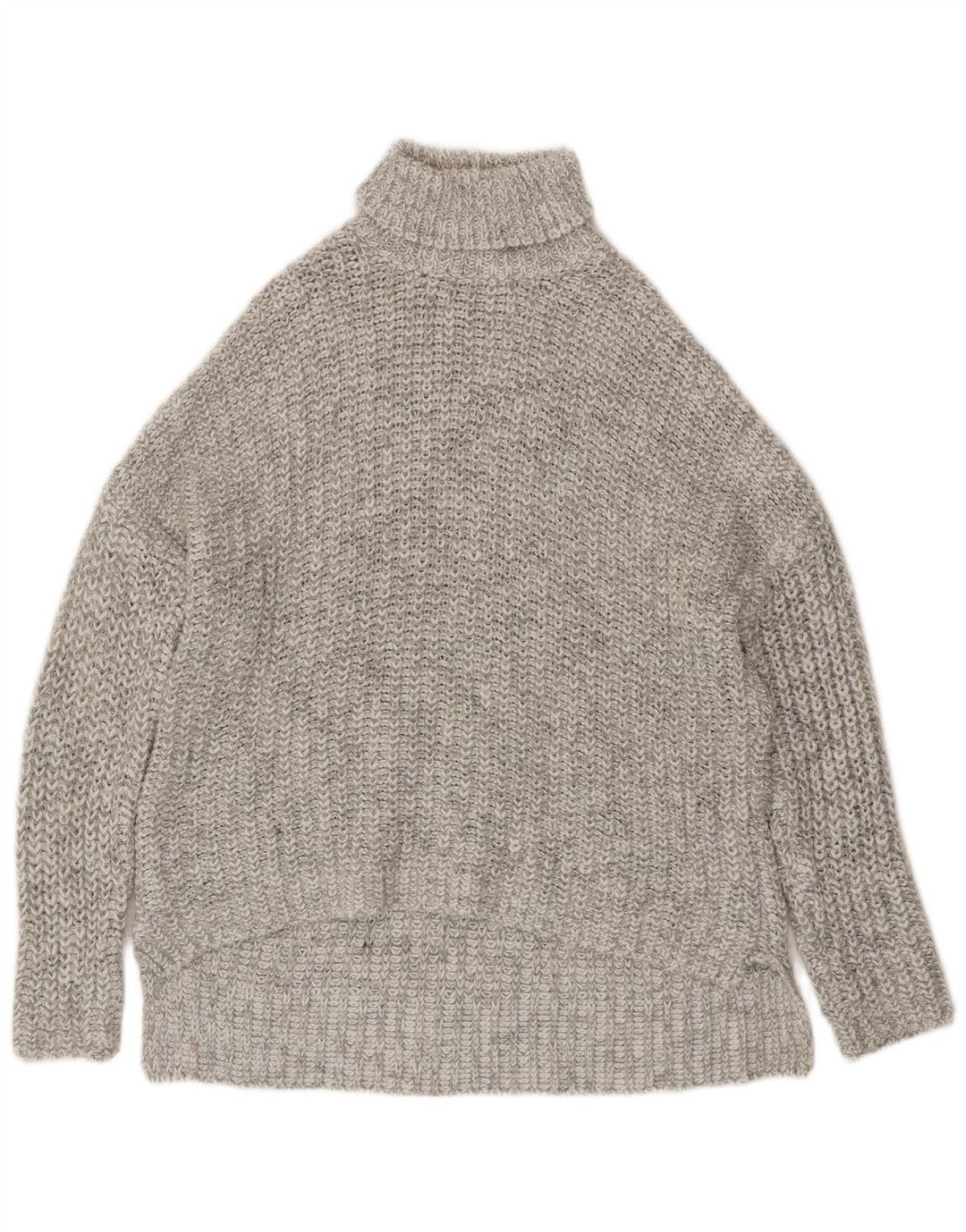 Zara Womens Oversized Roll Neck Jumper Sweater UK 14 Medium Grey Flecked