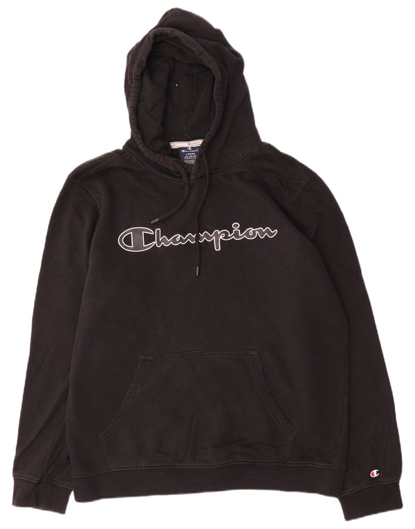Champion Mens Graphic Regular Fit Hoodie Jumper Large Black Cotton
