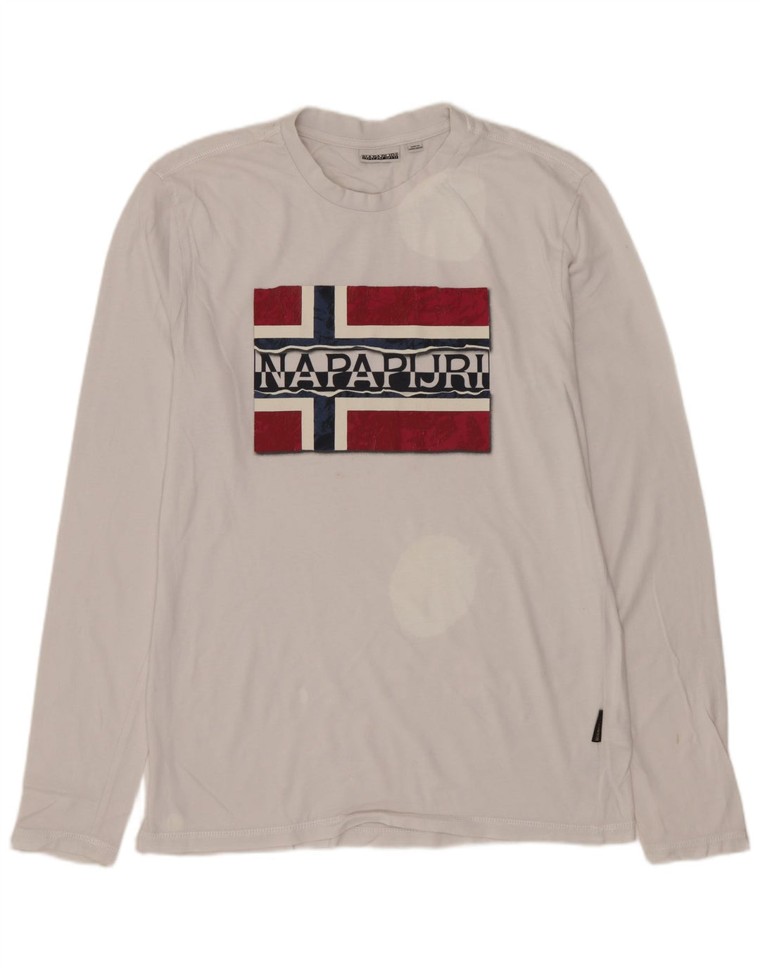 NAPAPIJRI Haut graphique à manches longues pour homme en coton blanc moyen