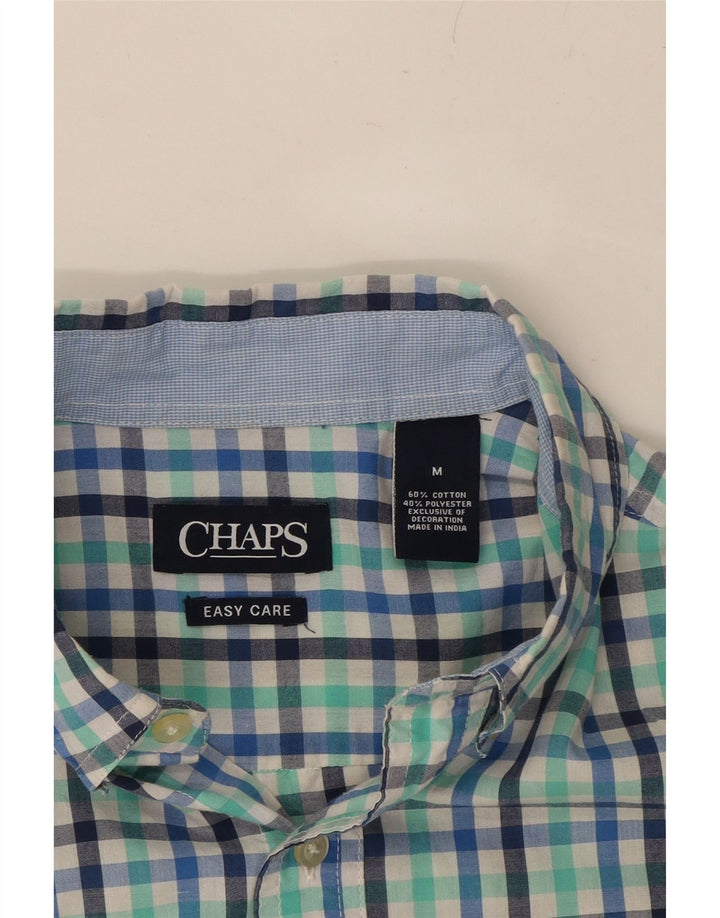 CHAPS Mens Easy Care Short Sleeve Shirt Medium Blue Check Cotton Vintage Chaps and Second-Hand Chaps from Messina Hembry 