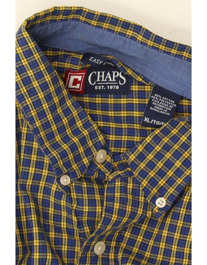 Chaps Mens Shirt XL Blue Check Cotton