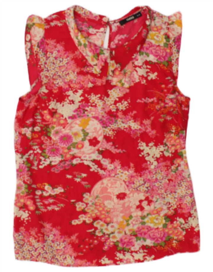 Oasis Womens Sleeveless Blouse Top UK 10 Small  Red Floral Polyester