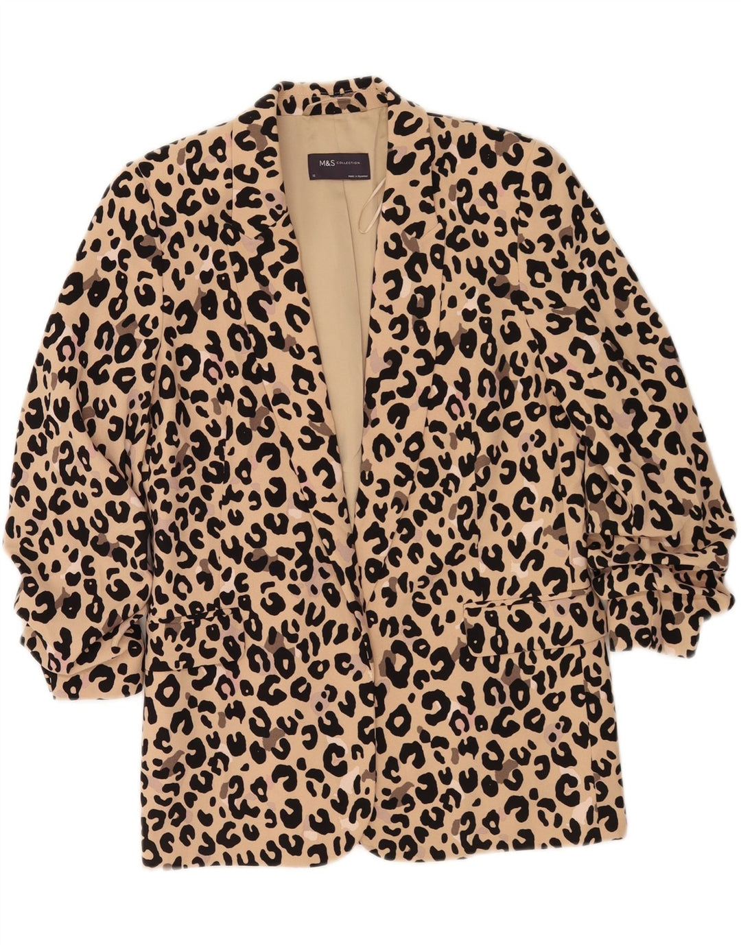 Marks & Spencer Veste blazer surdimensionnée à manches 3/4 pour femme UK 10 Small Beige