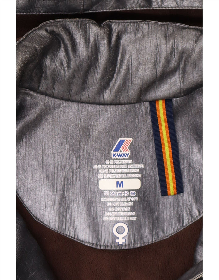 K-WAY Womens Hooded Raincoat UK 14 Medium Silver Polyester Vintage K-Way and Second-Hand K-Way from Messina Hembry 
