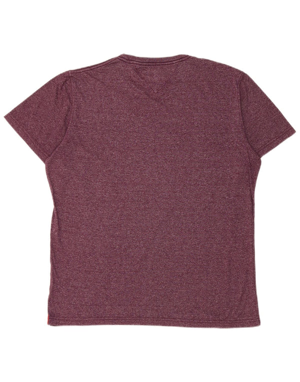 T-shirt grafica da uomo Tommy Hilfiger Top 2XL Borgogna chiazzata