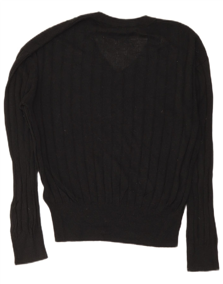 Marks & Spencer Womens V-Neck Jumper Sweater UK 14 Medium Black Viscose