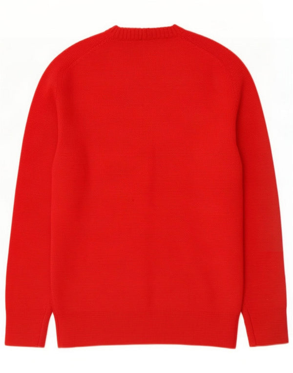 Vintage Womens Regular Fit Crew Deck Jumper Pulover UK 10 Small Red