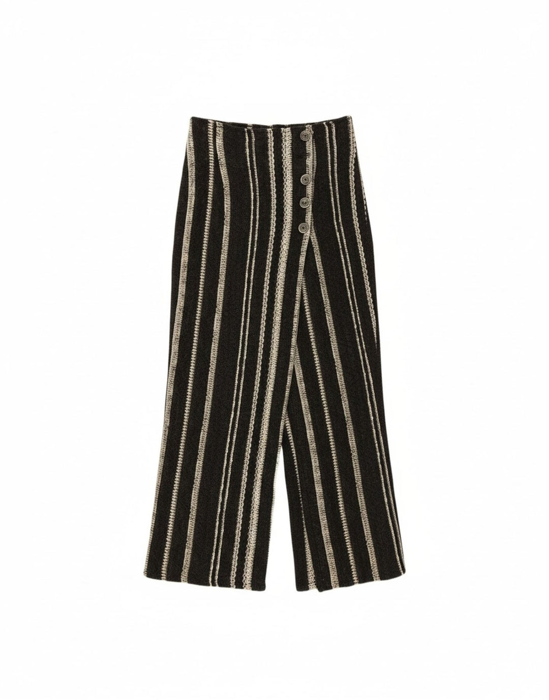 PLEASE Womens Maxi Skirt W26 L34 Black Striped Wool Vintage Please and Second-Hand Please from Messina Hembry 