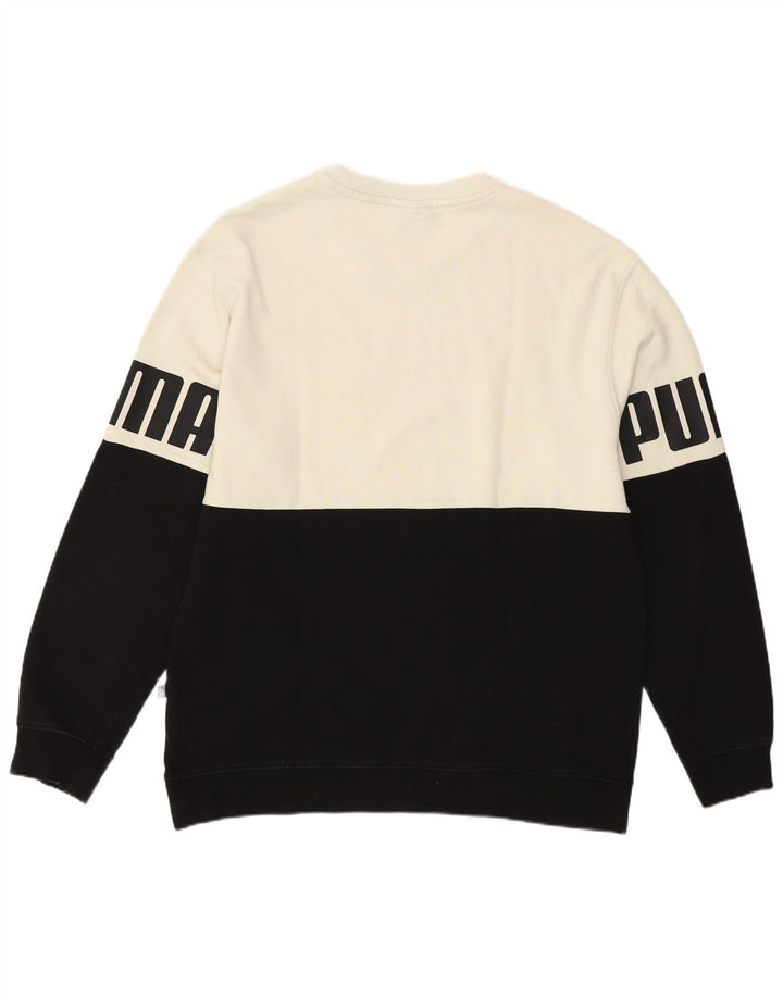 Puma Mens Graphic Sweatshirt Jumper Large White Colourblock Cotton