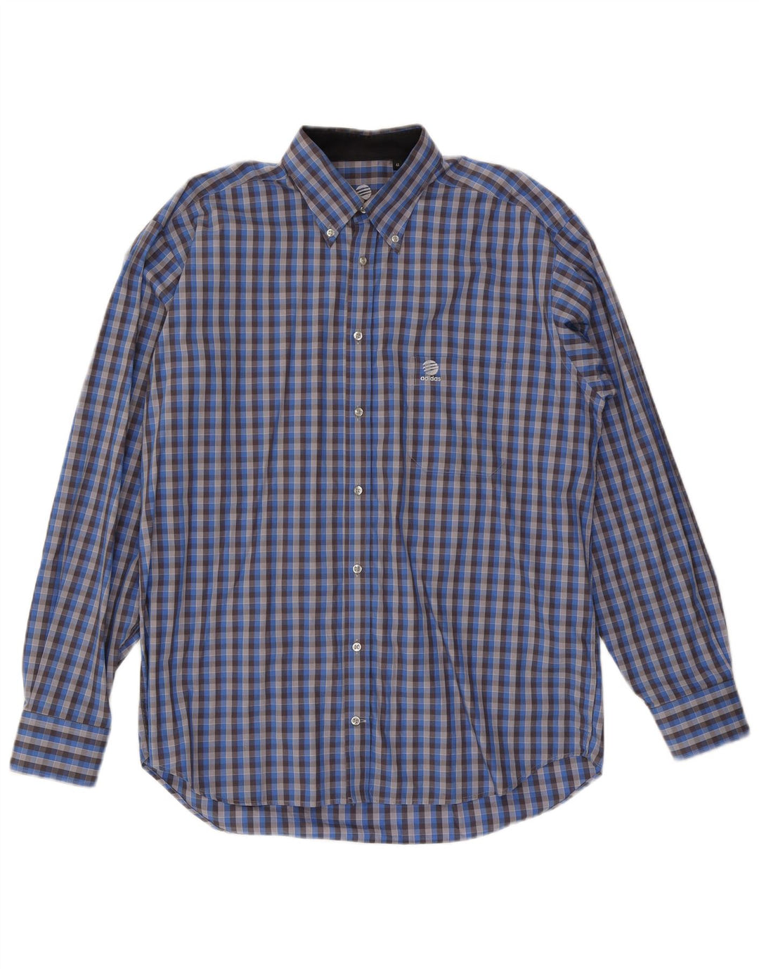 Adidas Mens Shirt Size 41 Medium Blue Check Cotton