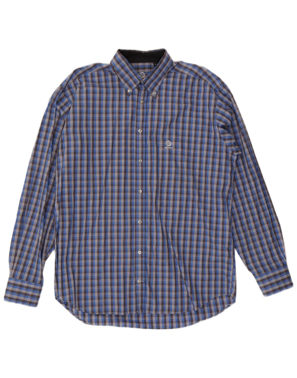 Adidas Mens Shirt Size 41 Medium Blue Check Cotton