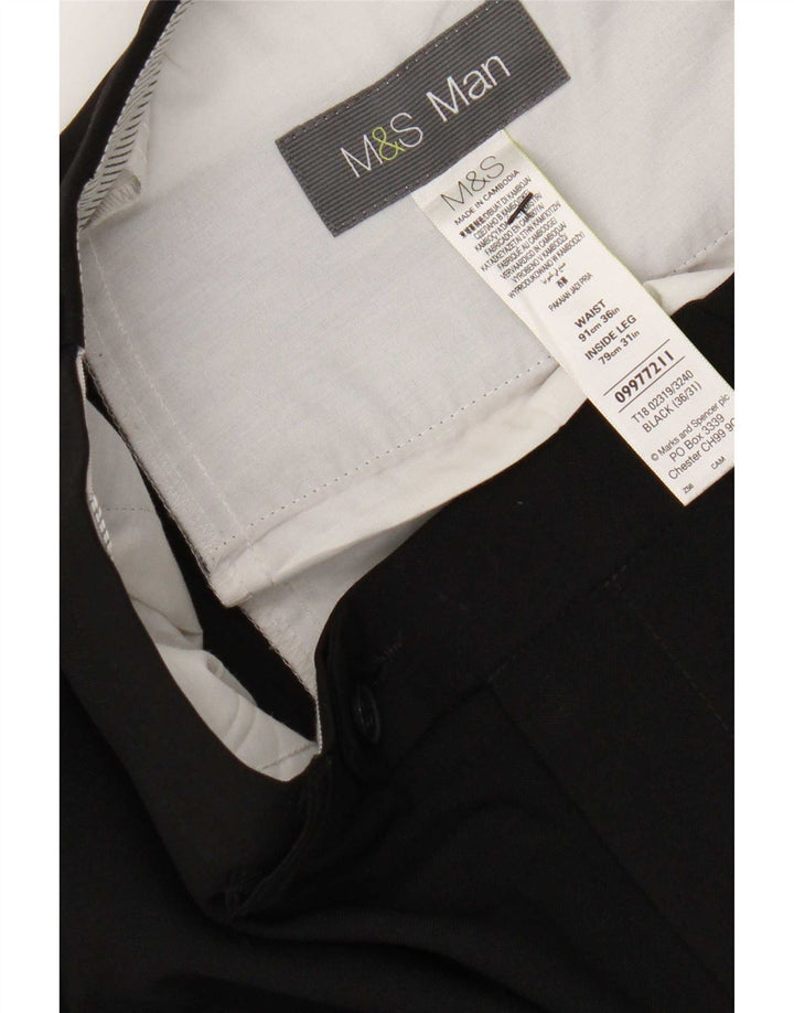 Marks & Spencer Pantaloni drepți pentru bărbați L36 L31 Poliester negru