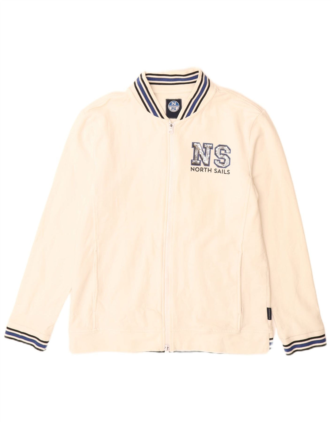 NORTH SAILS Womens Graphic Tracksuit Top Jacket UK 14 Medium White Cotton