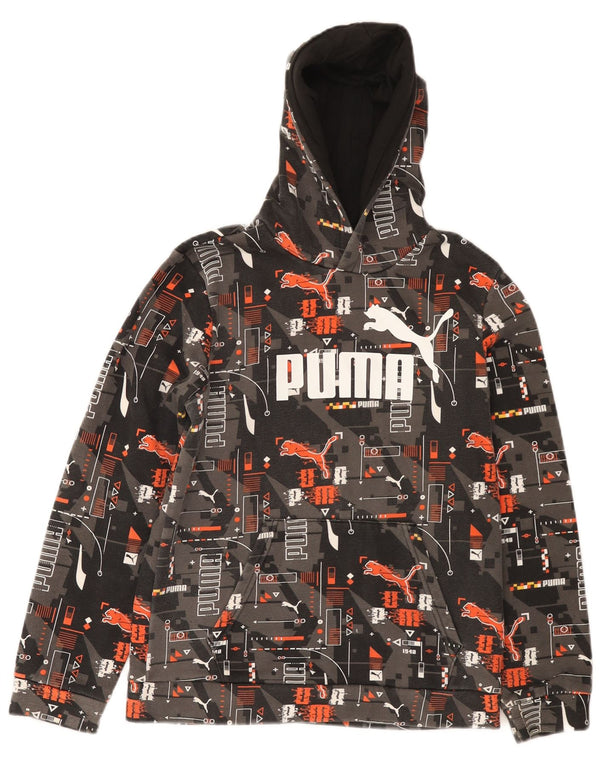 Puma Grafisk hættetrøje til drenge 13-14 år Grå geometrisk bomuld