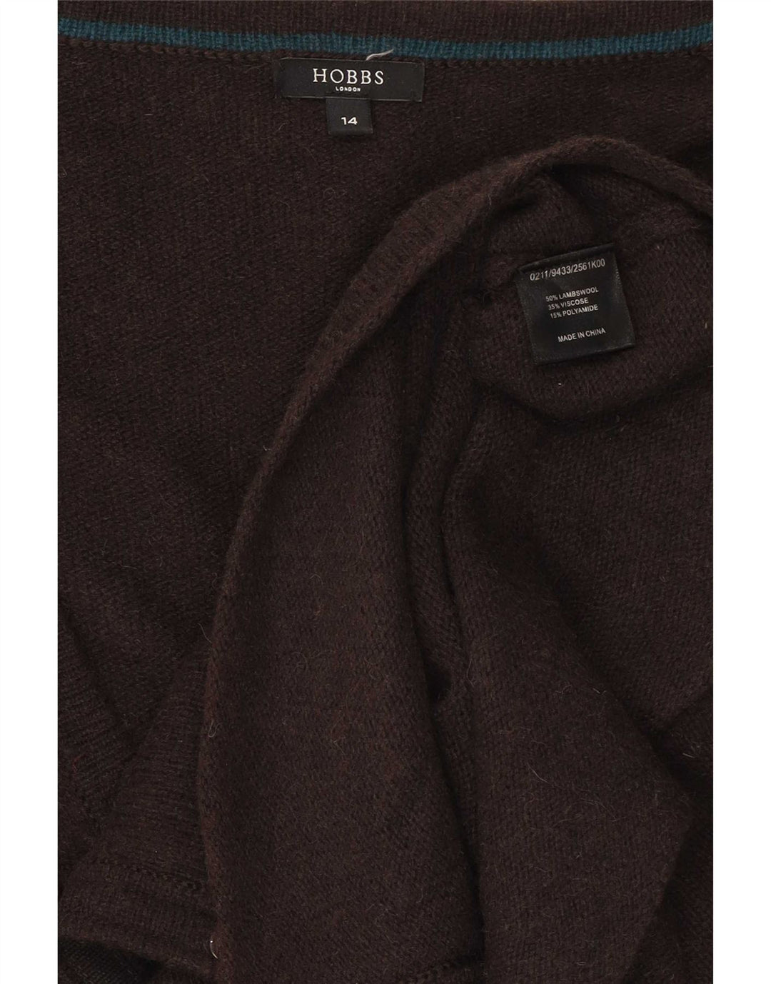 Maglione cardigan da donna Hobbs UK 14 Lana d'agnello marrone medio
