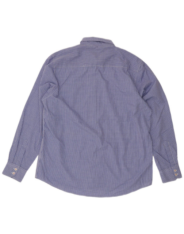 Pierre Cardin Herren-Hemd mit normaler Passform, 2XL, blaues Gingham-Polyester
