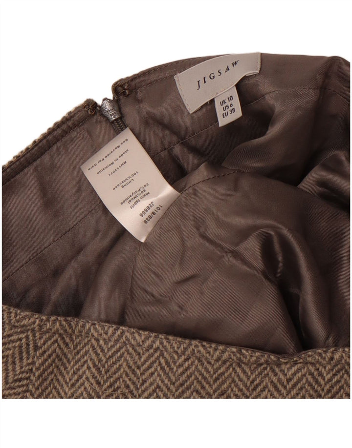 Jigsaw Womens A-Line Skirt UK 10 Small W30  Grey Herringbone Wool