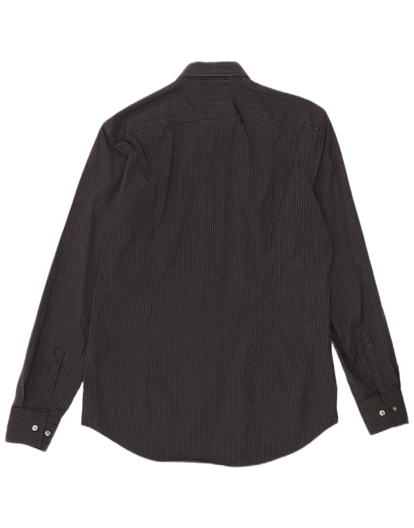 Hugo Boss Mens Slim Fit Shirt Size 39 15 1/2 Medium Black Pinstripe Cotton