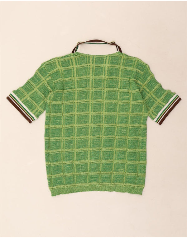 Maglione da uomo a maniche corte con collo a polo S.Moritz a righe verde medio