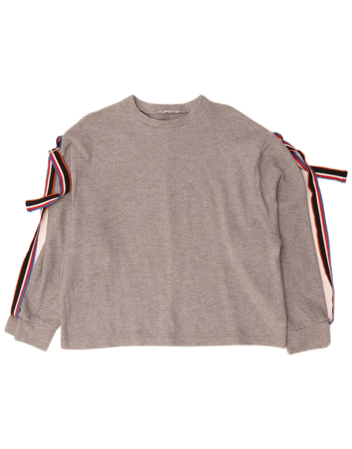 Zara Mujer Top Manga Larga ES 44 Poliéster Gris Medio