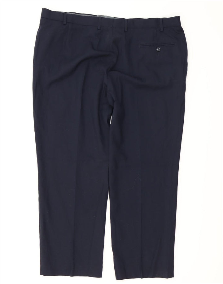 MARKS & SPENCER Mens Regular Fit Suit Trousers W42 L29 Navy Blue Wool