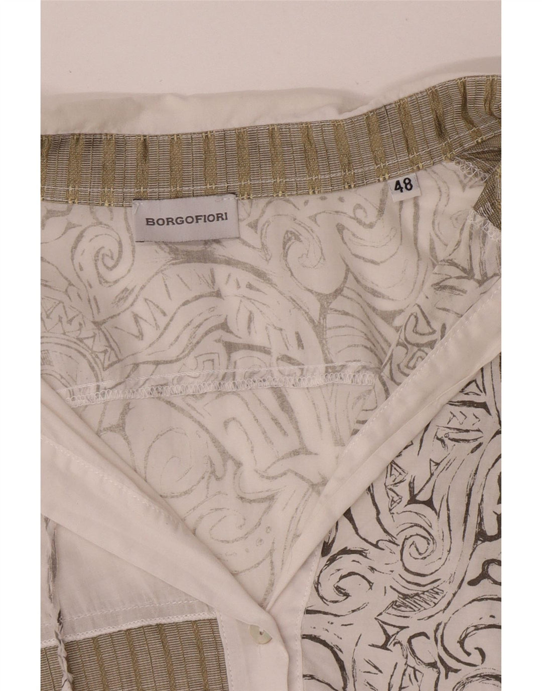 Borgofiori Womens 3/4 Sleeve Shirt Blouse IT 48 XL White Patchwork