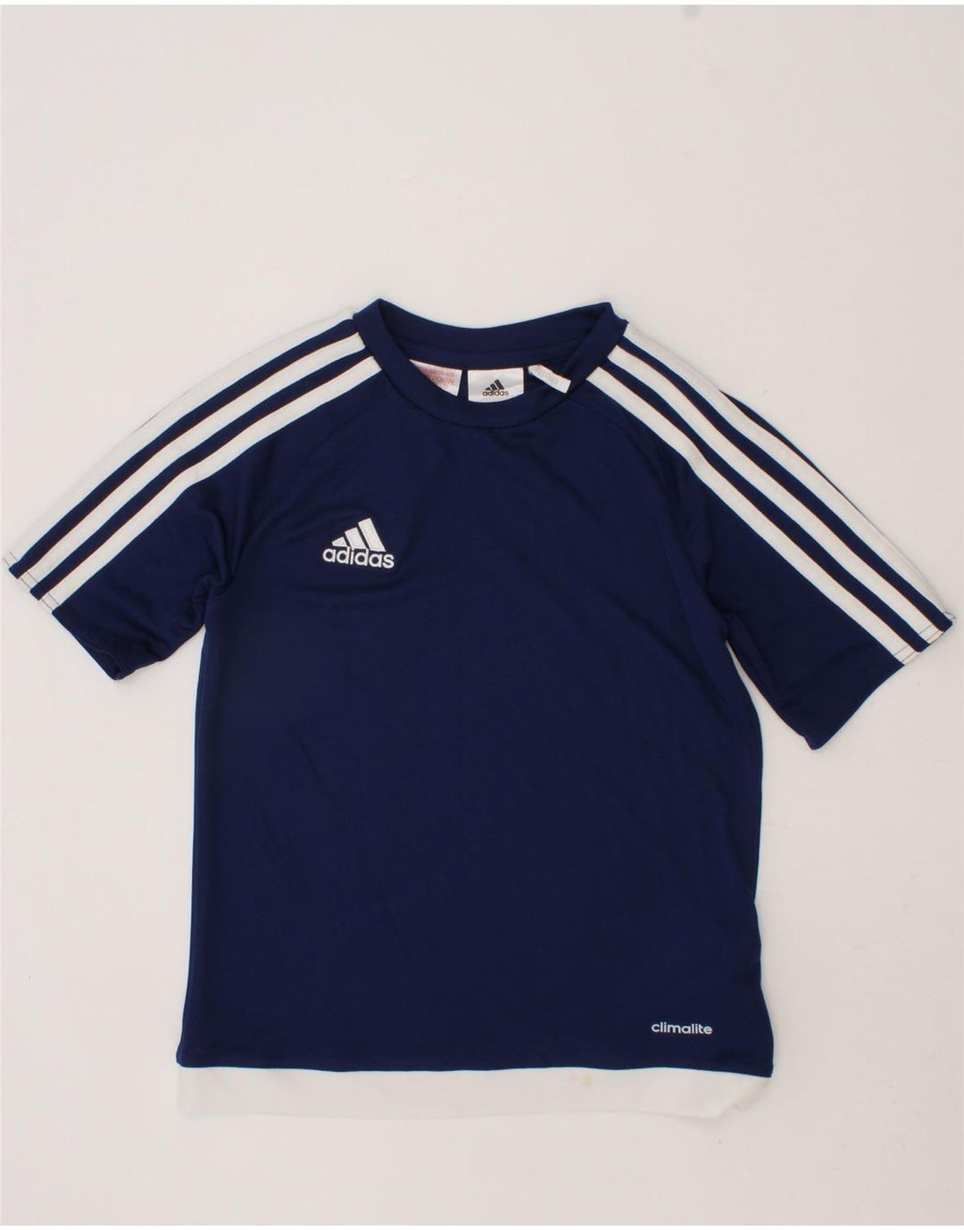 ADIDAS Boys Climalite T-Shirt Top 7-8 Years Navy Blue Polyester Vintage Adidas and Second-Hand Adidas from Messina Hembry 