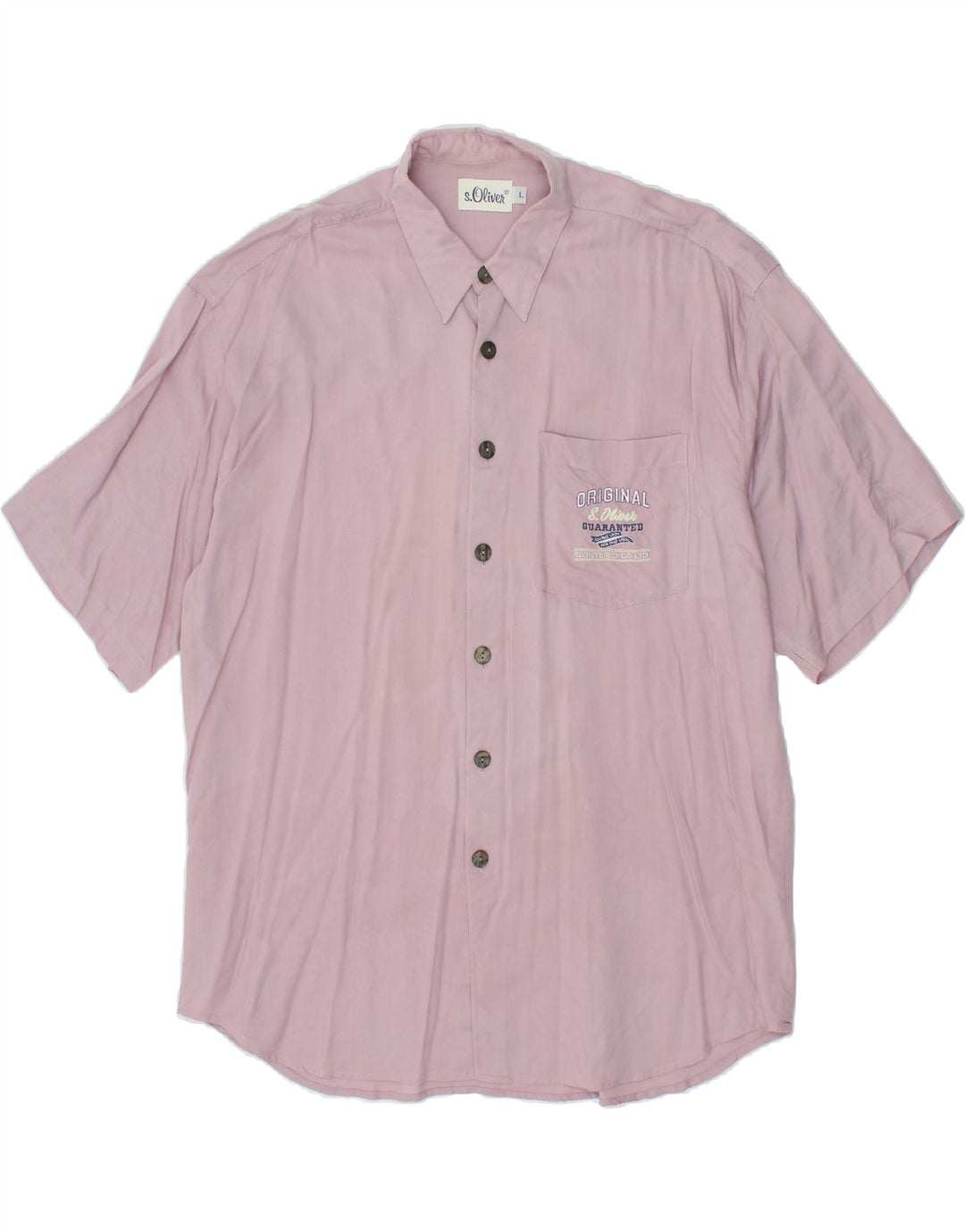 S.OLIVER Mens Short Sleeve Shirt Large Pink Viscose Vintage S.Oliver and Second-Hand S.Oliver from Messina Hembry 