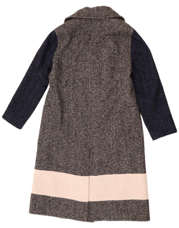 French Connection Womens Double Breasted Coat UK 6 XS Grey Colourblock