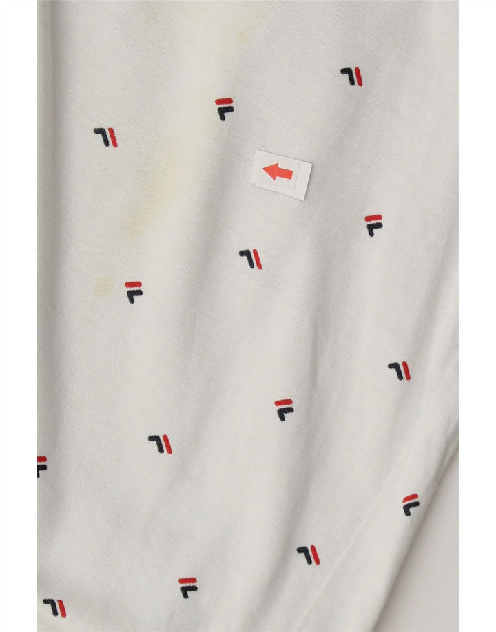 Fila Mens Graphic Polo Shirt Small White Cotton