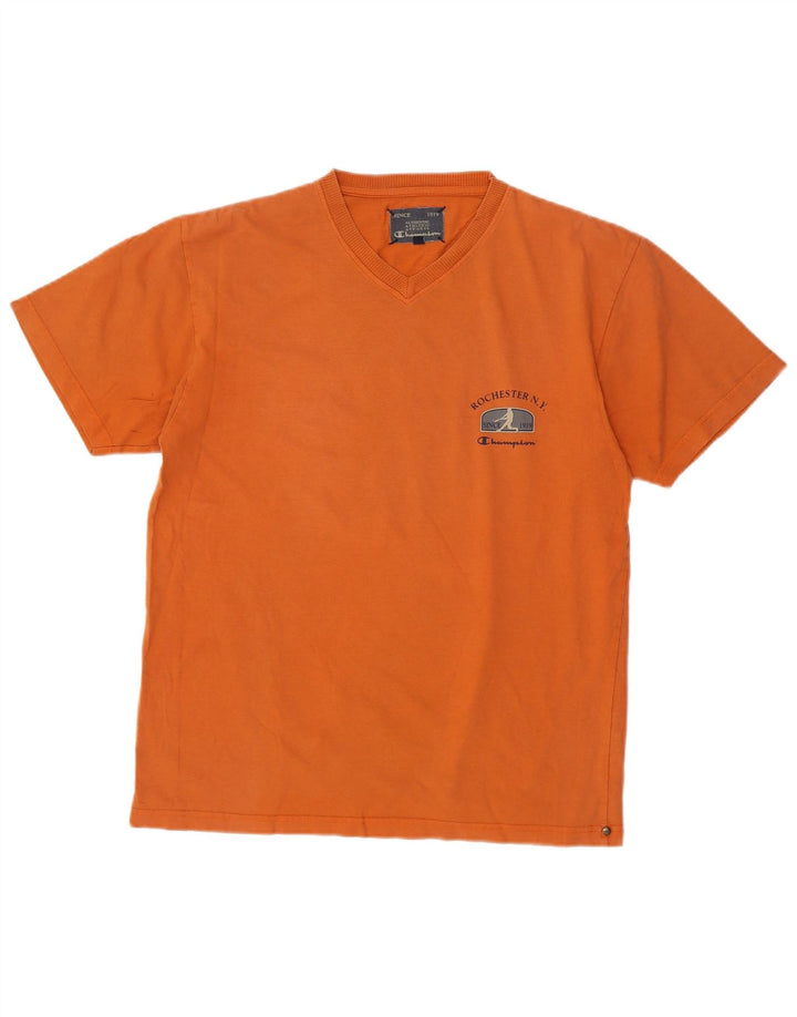 Champion Mens T-Shirt Top Large Orange Cotton
