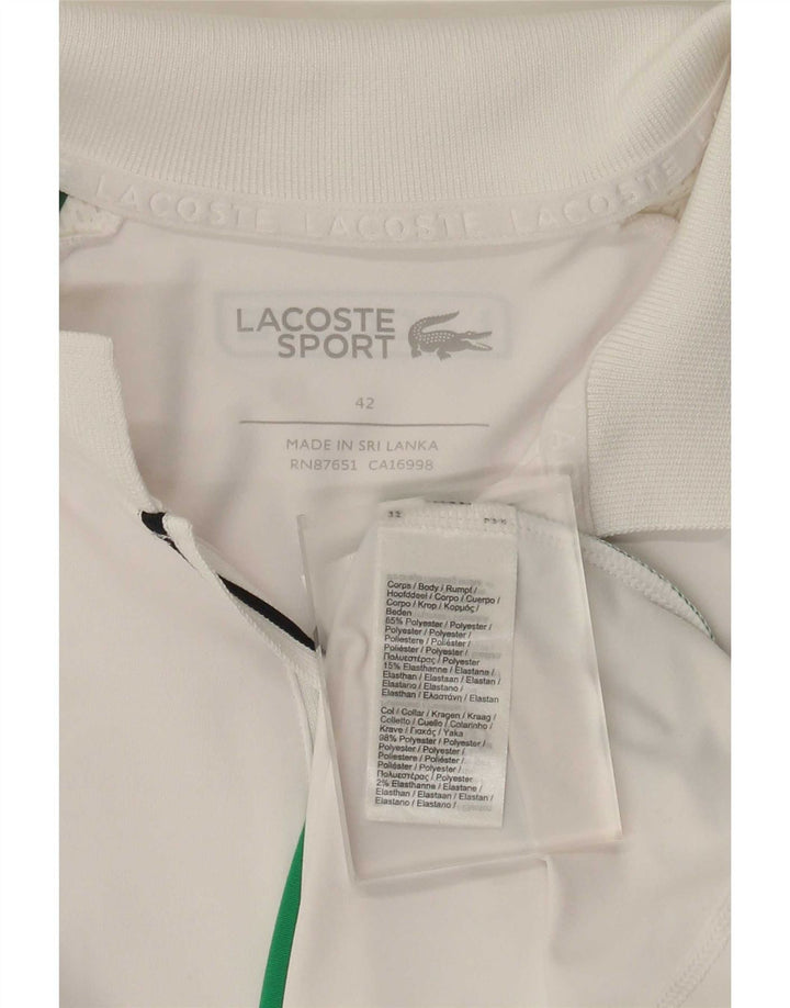 Lacoste Womens Polo Shirt Size 42 Large White Colourblock Polyester