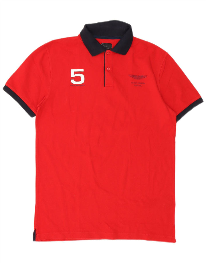 Polo da rugby grafica da uomo Hackett in cotone rosso medio