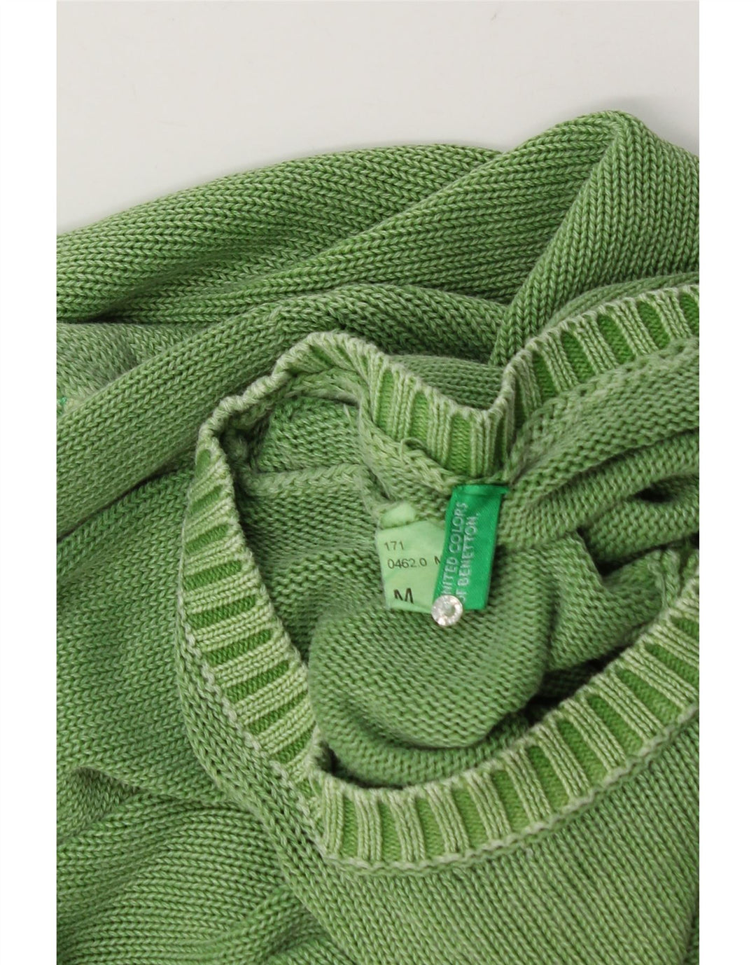 Benetton Mens Crew Neck Jumper Sweater Medium Green