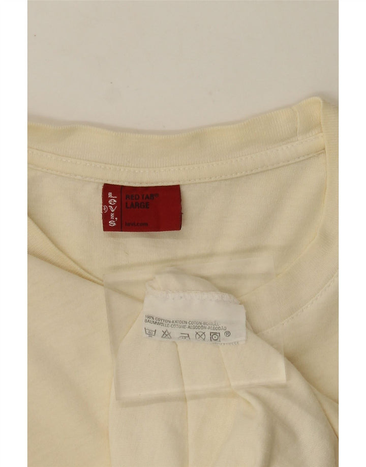 LEVI'S Womens Top Long Sleeve UK 16 Large Off White Cotton
