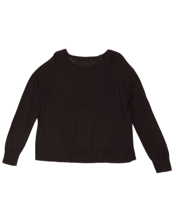 Pulover pentru femei Zara, cu gât de barcă, UK 14 Medium Black Viscose