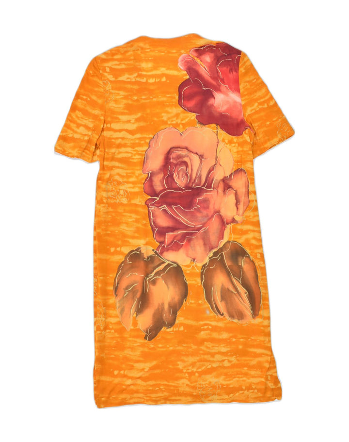 LIOLA Womens Shirt Dress UK 14 Large Orange Floral Viscose | Vintage | Thrift | Second-Hand | Used Clothing | Messina Hembry 