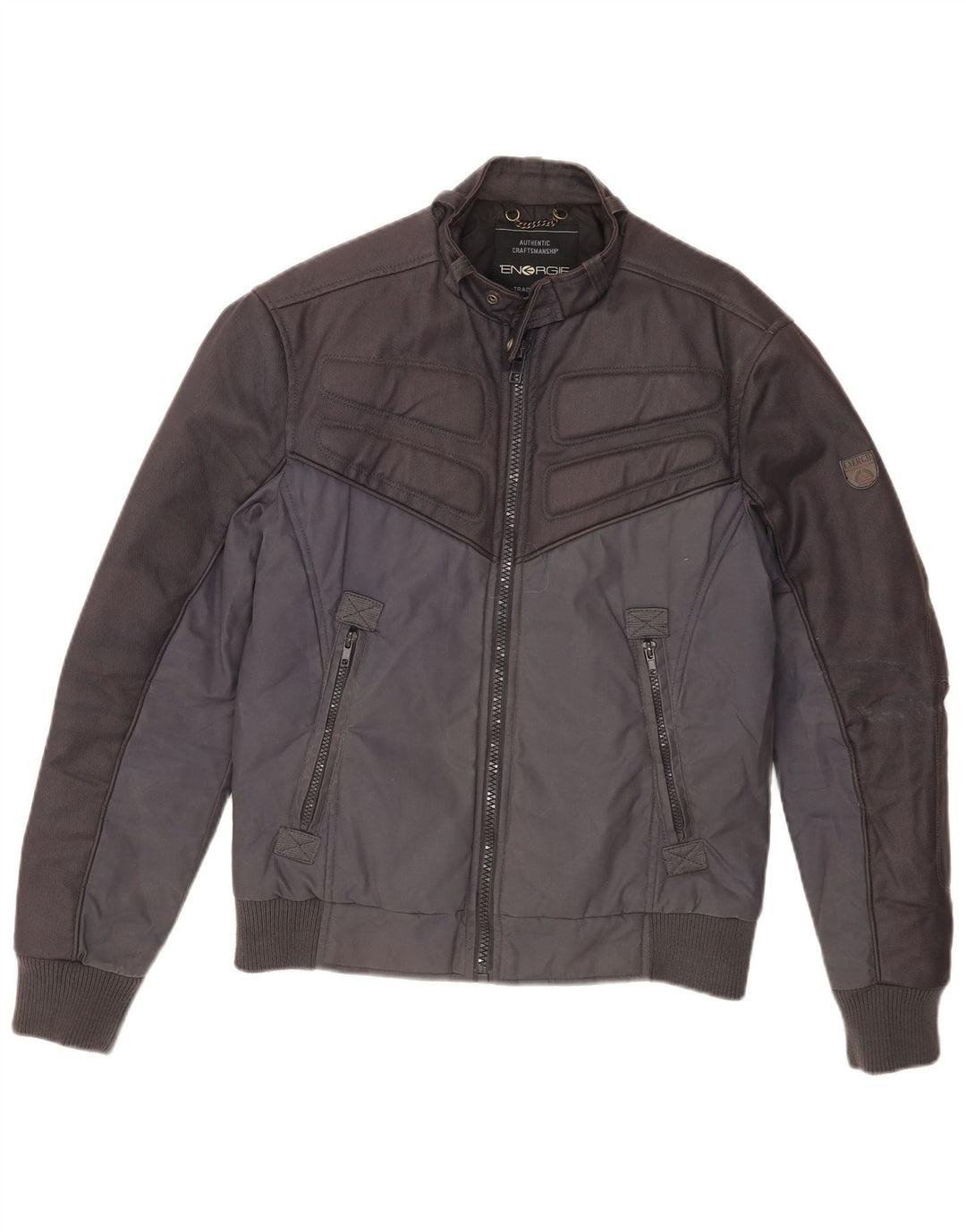 Energie Herren Bomberjacke UK 38 Medium Navy Blue Colourblock Baumwolle