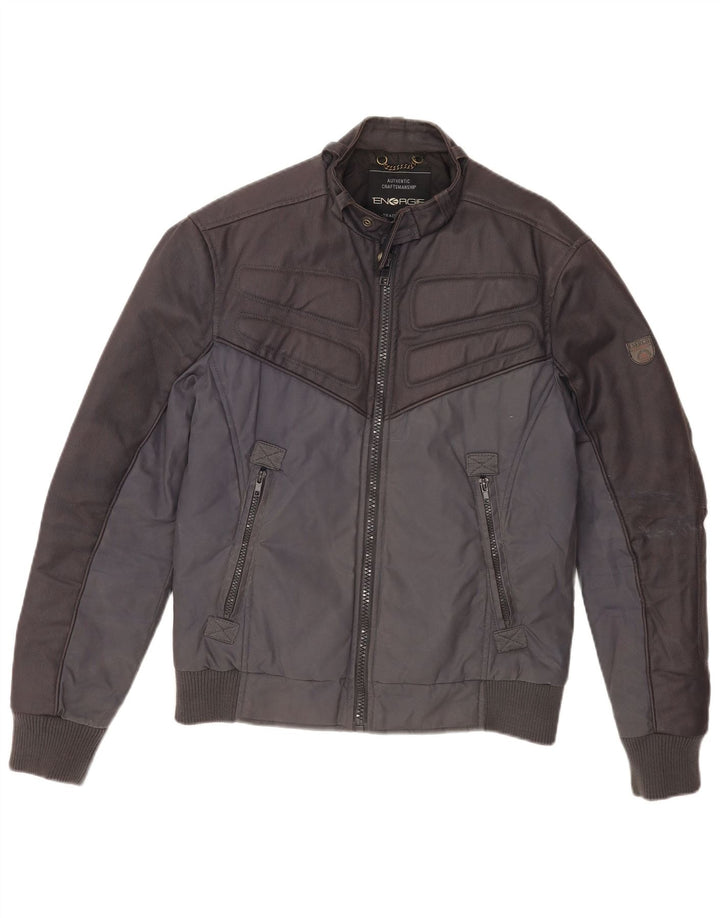 Energie Herren Bomberjacke UK 38 Medium Navy Blue Colourblock Baumwolle