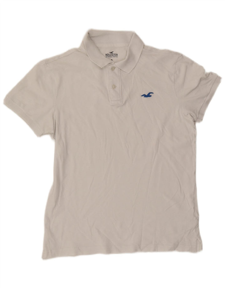 Hollister Mens Polo Shirt Medium White Cotton