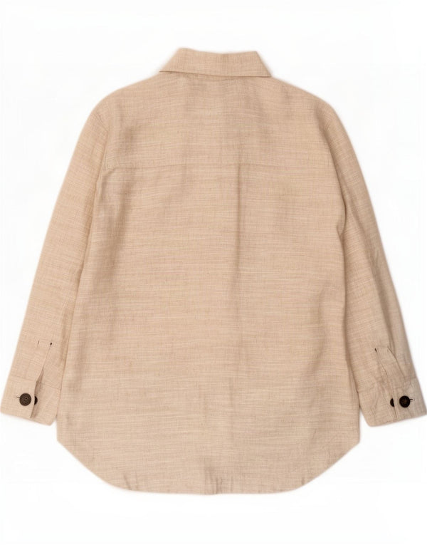 Marks & Spencer Womens Overshirt Relaxed Fit Shirt UK 14 Large Beige Linen