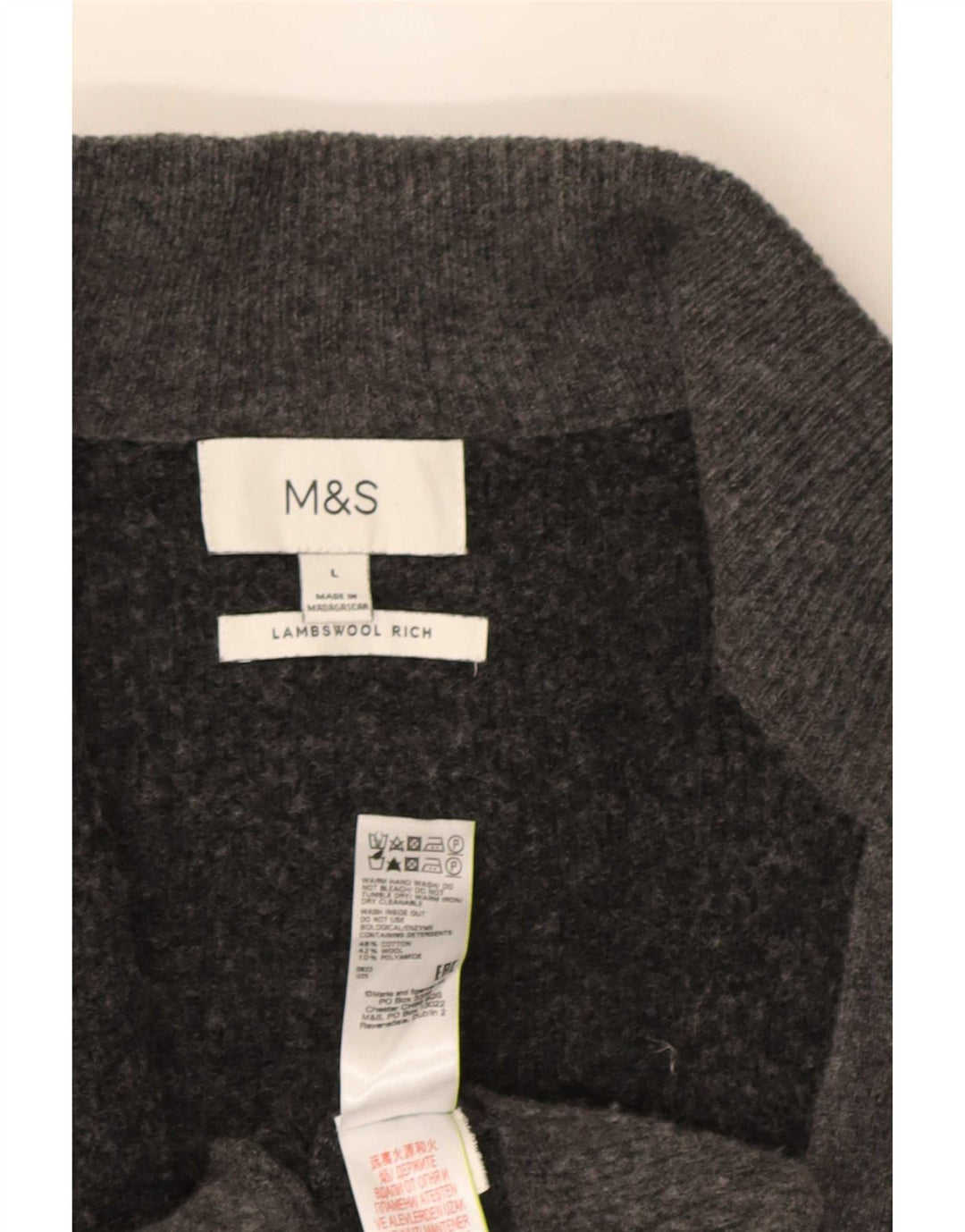 Marks & Spencer Mens Cardigan Sweater Large Grey Cotton