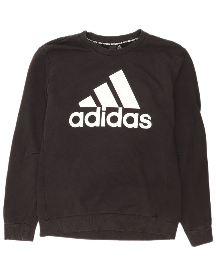 Adidas Grafisk Sweatshirt Jumper Medium Sort Bomuld