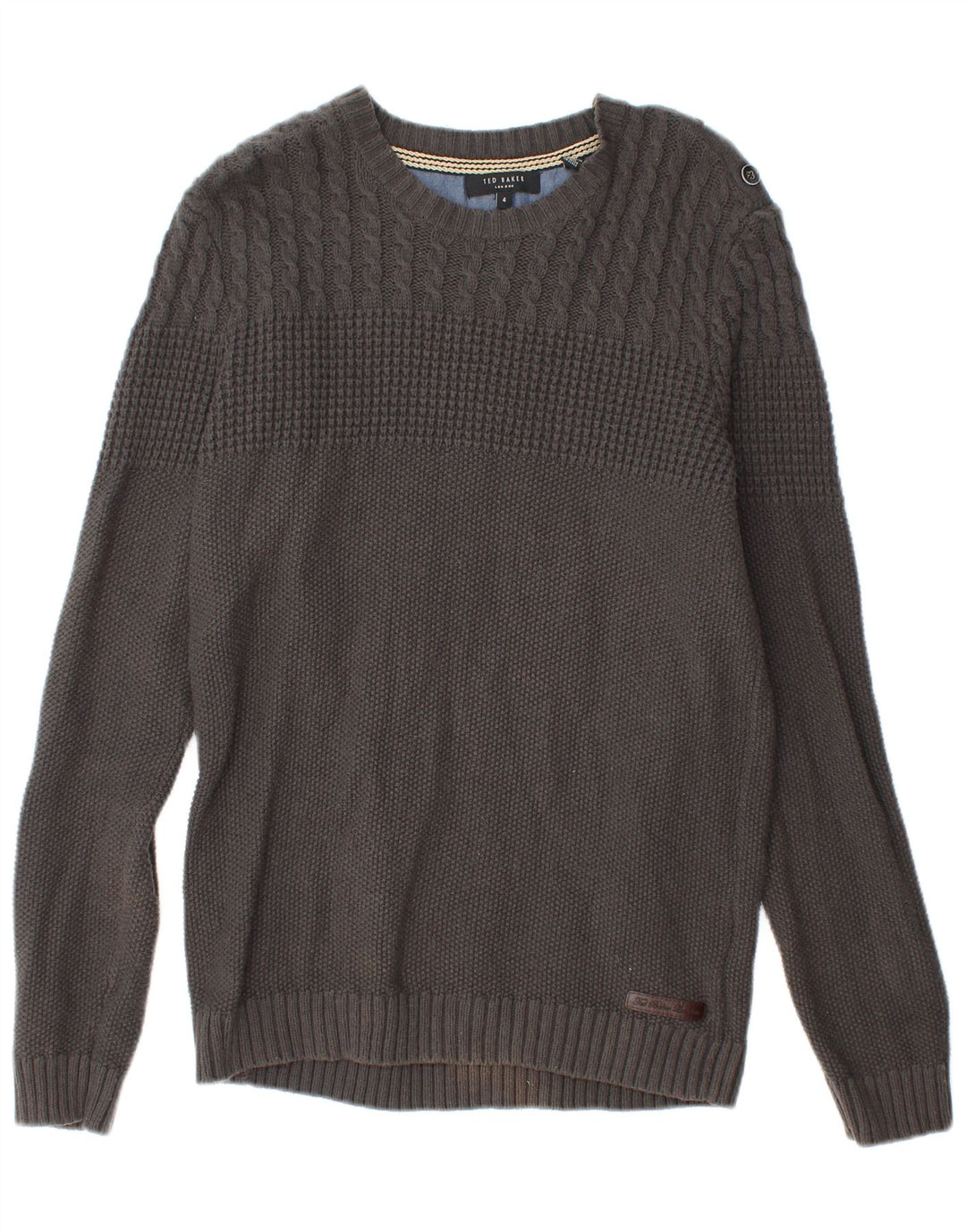 Maglione maglione con scollo a barca da donna Ted Baker taglia 4 grande cotone grigio
