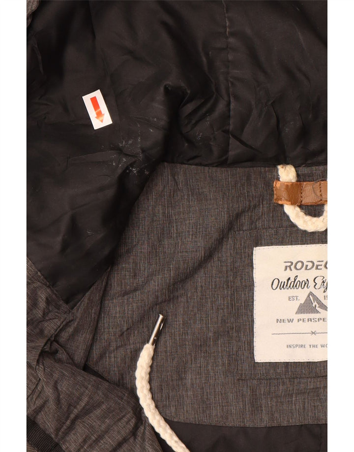 RODEO Womens Oversized Hooded Parka Jacket UK 42 XL Grey Nylon