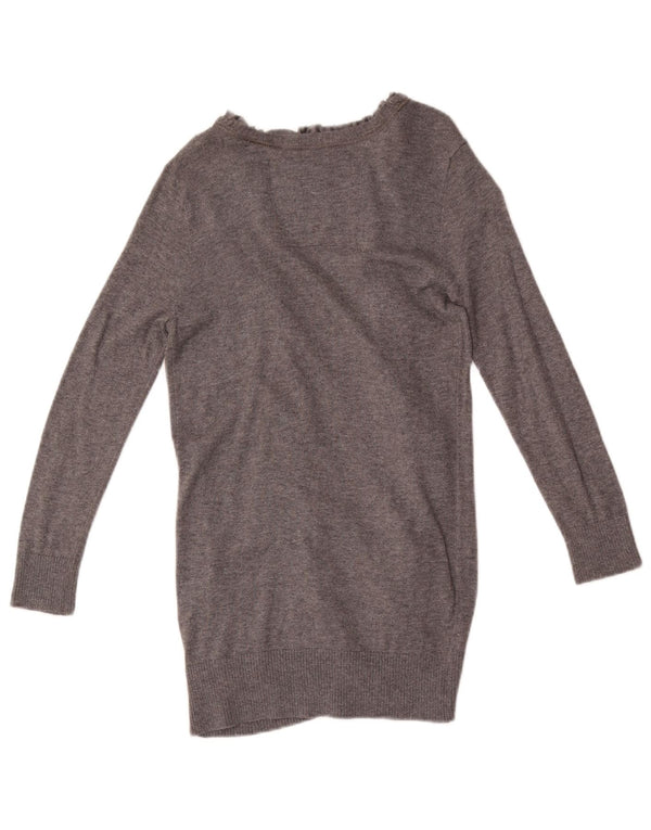 Abercrombie & Fitch Dame Longline Cardigan Sweater UK 8 Small Grey