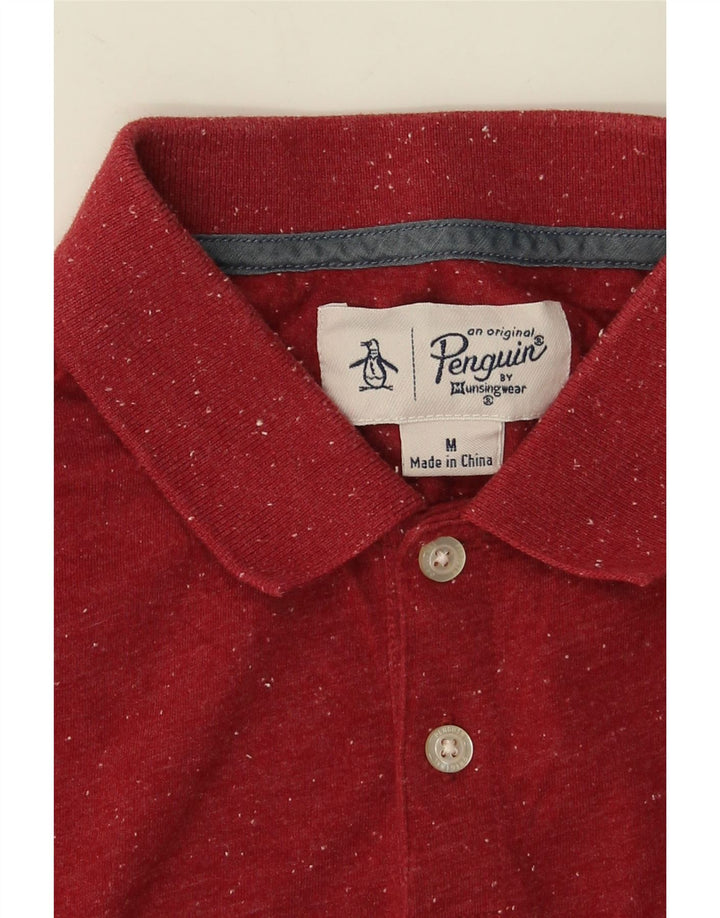 Penguin Mens Polo Shirt Medium Red Flecked Cotton