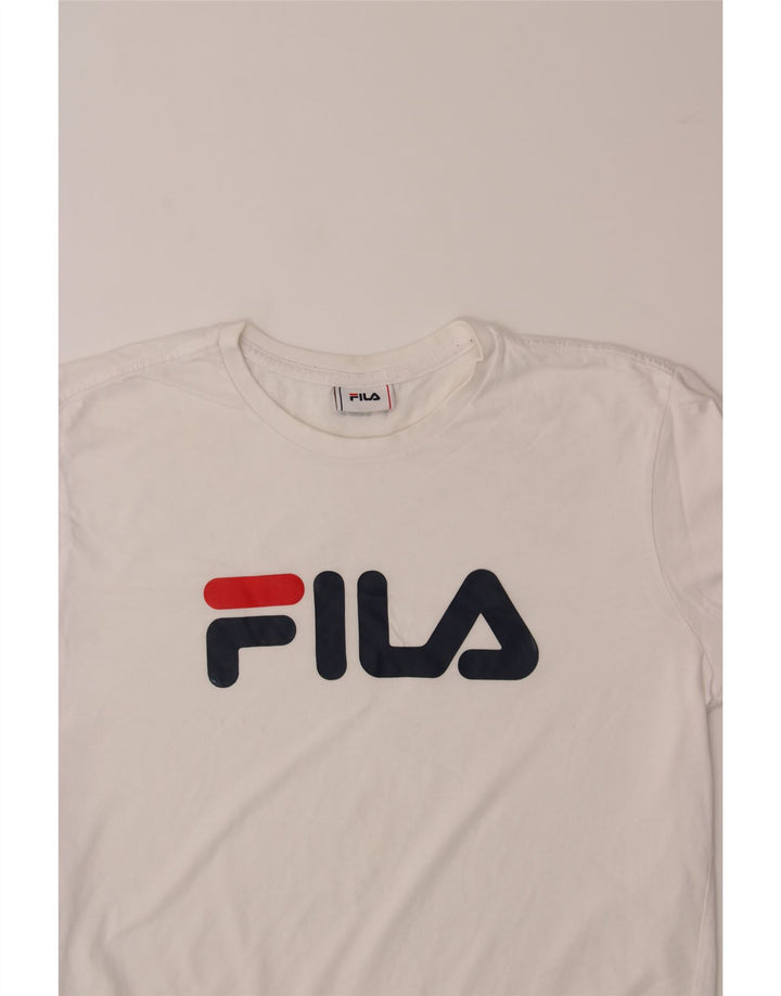 FILA Mens Graphic T-Shirt Top Small White Cotton Vintage Fila and Second-Hand Fila from Messina Hembry 