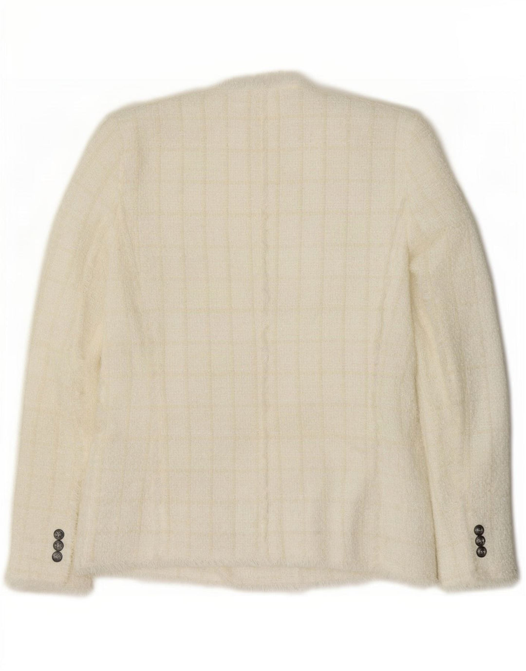 Zara Veste blazer croisée pour femme UK 12 à carreaux blancs moyens